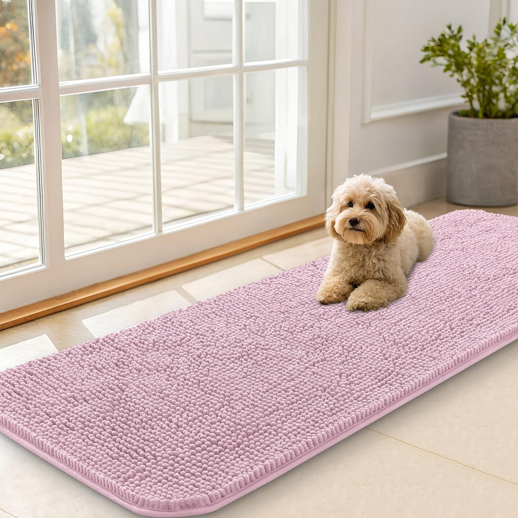 OLANLY Dog Door Mat for Muddy Paws 59x20, Super Absorbent Chenille Mud Mat