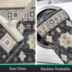HEBE Boho Kitchen Rug Sets 3 Piece with Runner Non Slip Kitchen Rugs and Mats Washable Kitchen Mats for Floor Thick Kitchen Floor Mat Carpet Runner Rugs for Hallway Laundry Holiday Decor