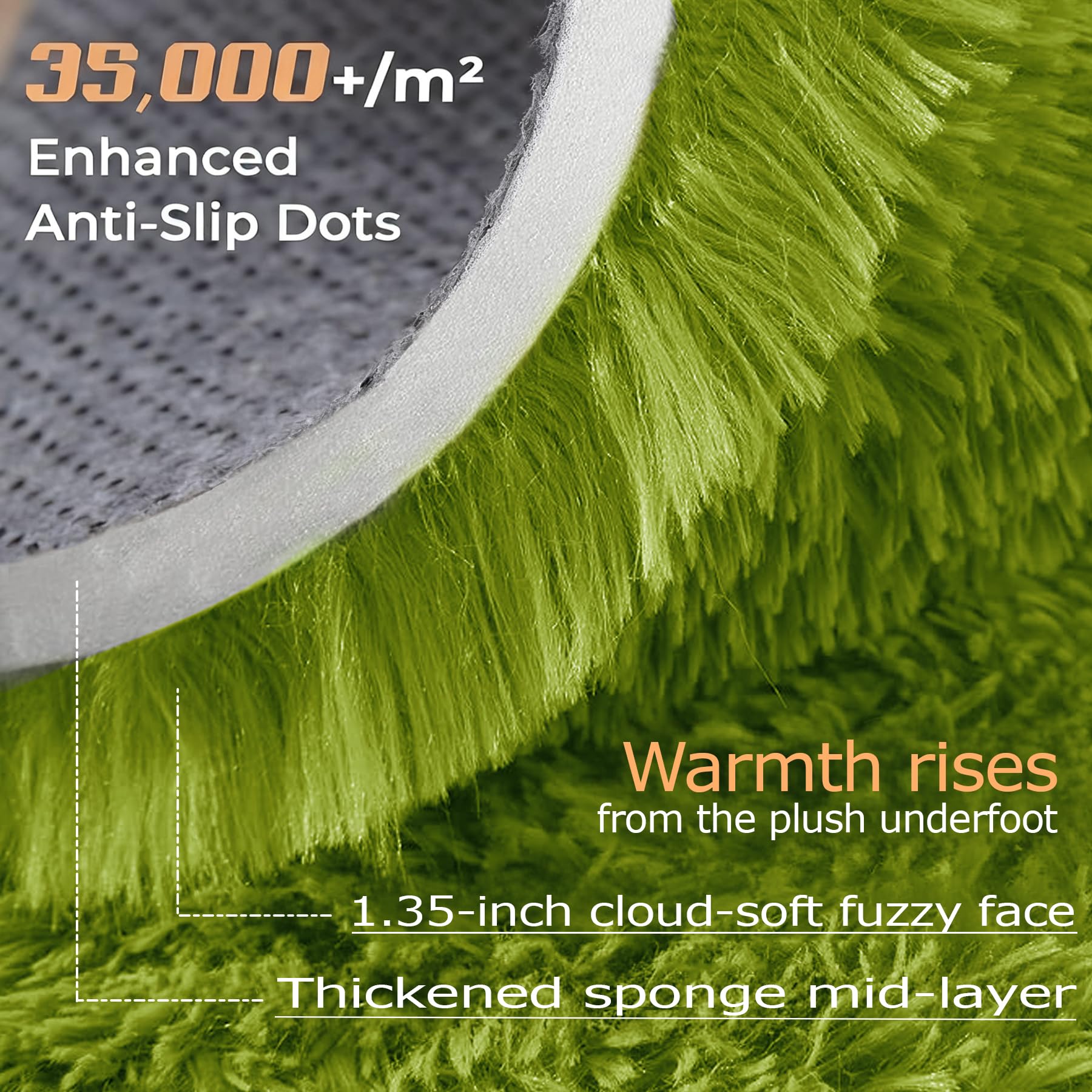 8x10 Area Rugs for Living Room: Fluffy Shag Soft Washable Rug Large Fuzzy Plush Indoor Carpet for Bedroom Nursery Playroom Kids Girls Boys Room (Grass Green, 8'x10')