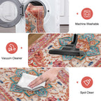 Yamaziot Washable Area Rug, 2x3 Small Boho Vintage Entryway Non-Slip Rug