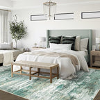 XLUEZ 6x9 Area Rugs for Living Room, Washable Modern Abstract Large Area Rug Neutral Soft Non Slip Kids Rug Stain Resistant Indoor Carpet for Bedroom Nursery Dining Room Playroom(Green, 6'x9')