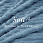 BEDELITE King Size Blanket for Bed, 300GSM Soft & Warm Fleece Blanket, Decorative and Giftable Striped Light Blue Blankets for Women, Men, 108"x90"