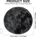 Tie Dye Black Round Rugs Small 3x3 ft Fluffy Circle Rug Furry Carpet Shaggy Circular Fuzzy Plush Area Rug for Girls Bedroom Kids Room Living Room Nursery Cute Room Decor Pet mat Doormat