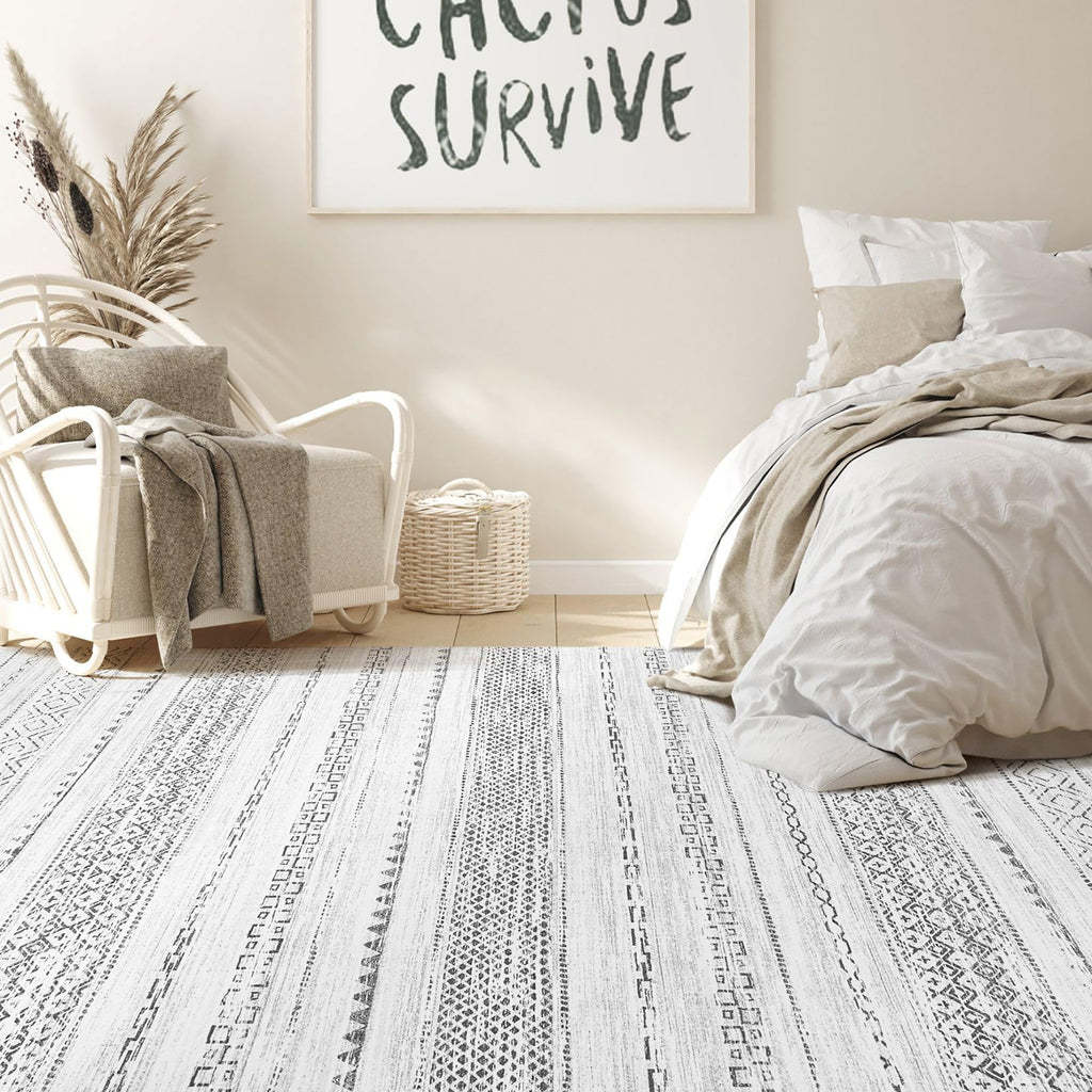 Nakagishi Boho 10x12 Area Rug Living Room Rugs Machine Washable Gray
