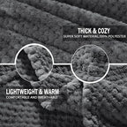 Exclusivo Mezcla Fleece Throw Blanket Extra Large, Super Soft and Warm Blankets for Couch, Sofa and Bed Waffle Textured, Cozy, Fuzzy and Lightweight (Dark Grey, 50x70 Inches)