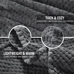 Exclusivo Mezcla Large Waffle Fleece Throw Blanket for Couch, Gray