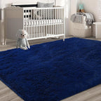 Shag Area Rugs for Bedroom Living Room,5X8 Ultra Soft Fluffy Area Rugs for Dorm, Indoor Carpet Nursery Rugs for Kids Girls Room Home Decor, Navy Blue