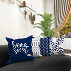 YCOLL Pillow Covers 12x20 Set of 4, Modern Sofa Throw Pillow Cover, Decorative Outdoor Linen Fabric Pillow Case for Chair Sofa Couch Bed Car, Dark Blue