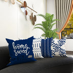 YCOLL Pillow Covers 20x20 Set of 4, Modern Sofa Throw Pillow Cover, Decorative Outdoor Linen Fabric Pillow Case for Chair Sofa Couch Bed Car, Dark Blue