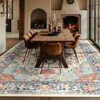 RELEANY Washable Area Rug, Large 10'x12', Beige/Blue/Orange