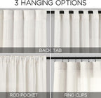 Nanspring Beige White Linen Curtains 96 Inches Long 2 Panels Set for Living Room Bedroom Back Tab Rod Pocket Semi Sheer Light Filtering Drape for Bedroom Home Decor Protect Privacy 52x96