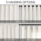 Beige White Linen Curtains 90 Inch Long 2 Panels Set for Bedroom Living Room Beige White Soft Linen Textured Window Drapes Semi Sheer Light Filtering Rod Pocket Back Tab Farmhouse Curtain 52x90
