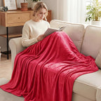Exclusivo Mezcla Soft Large Fleece Throw Blanket for Couch, Red
