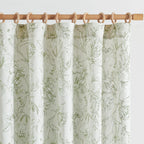 jinchan Green Floral Linen Curtains 84 Inch Farmhouse Rod Pocket 2 Panels