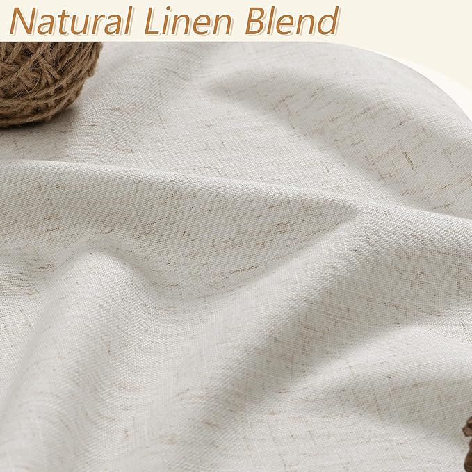 Guken Boho 100 Inches Long 100% Blackout Curtains Room Darkening Large Window Linen Drapes Sound Proof Heat Blocking Thermal Curtain for Bedroom Back Tab Rod Pocket, 52x100