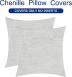 CaliTime Throw Pillow Covers Decorative 22 X 22 Inches Pack of 2 Cozy Chenille Cushion Cases for Couch Sofa Bed Living Room Home Moonbeam Gray