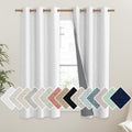NICETOWN 100% Absolutely Blackout Linen Curtains with Thermal Insulated Liner, Greyish White, 42" Wide, 54" Length Energy Saving Curtains for Dining Room 2 Panels Set, Vertical Blinds