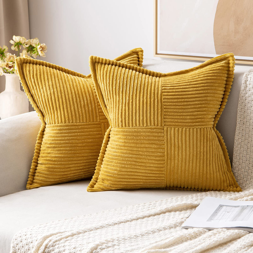 MIULEE Decorative Throw Pillow Covers for Couch 20x20 Inch Mustard Yellow
