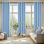 MIULEE Sky Blue Blackout Curtains for Bedroom Living Room 84 Inches Long 2 Panels, Thermal Insulated Room Darkening Drapes Solid Grommet Noise Reduction Light Blocking Window Treatments 40x84 Inch