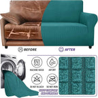 ZNSAYOTX Super Stretch Couch Cover (72"-92") Universal Sofa Covers with Elastic Bottom, Dog Cat Pets Friendly Washable Furniture Protector Fitted Sofa Slipcovers Stay in Place (Peacock Teal, Sofa)