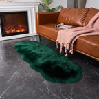 EasyJoy Ultra Soft Fluffy Shaggy Area Rug Faux Fur Rug Chair Cover Seat Pad Fuzzy Area Rug for Bedroom Floor Sofa Living Room (2 x 6 ft Sheepskin, Dark Green)