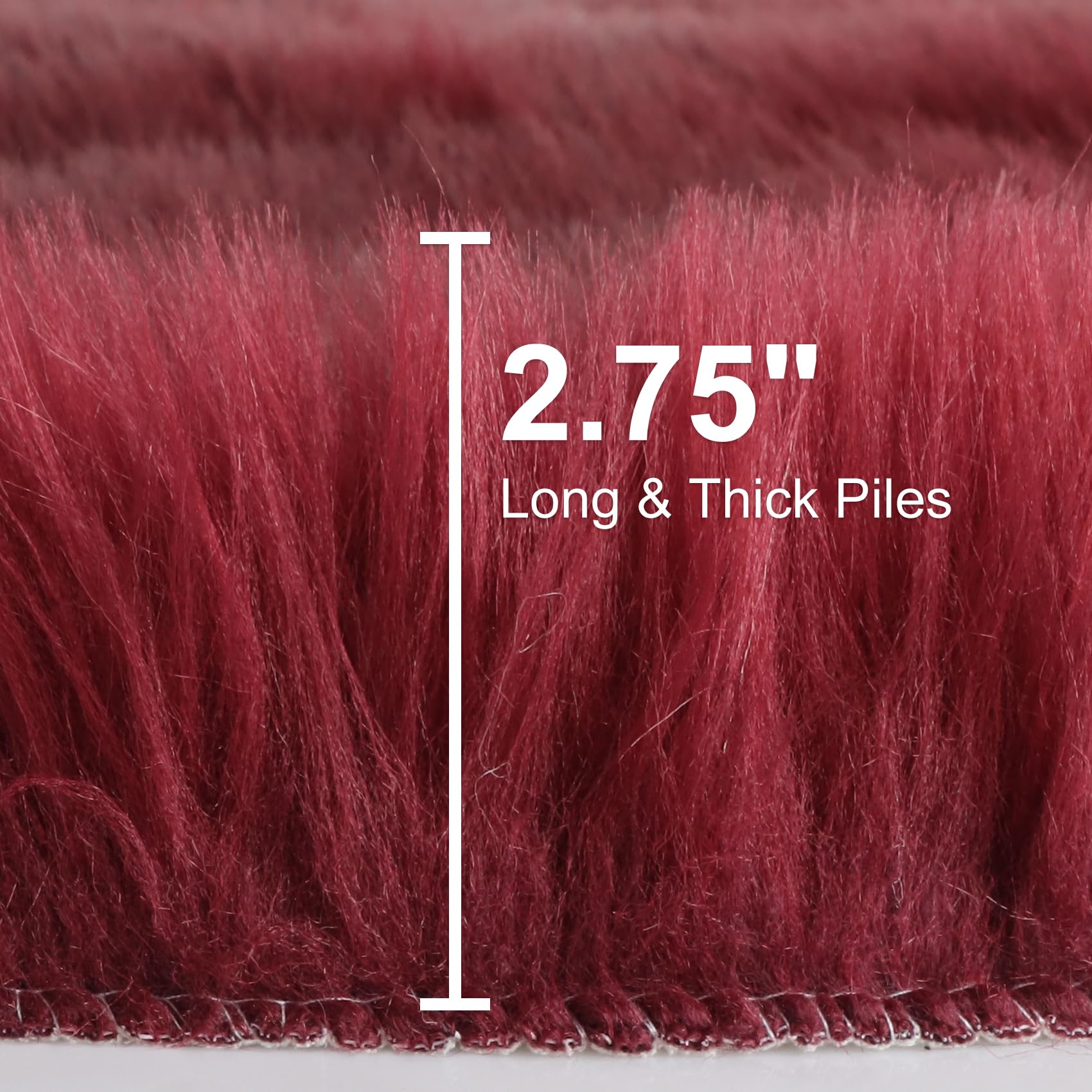 duduta Burgundy Faux Sheepskin Rug 2x3 ft, Fluffy Fur Seat Chair Covers