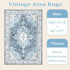 SERISSA 4x6 Washable Non Slip Boho Area Rug for Bedroom