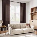 Nanspring Linen Curtains 84 Inch Long, Coffee Brown, 2 Panels 52x84
