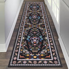 HEBE Washable Hallway Runner Rug 2'x 8' Non Slip Kitchen Rugs Runner,Low Pile Entryway Rug Laundry Room Mat Floral Carpet Runners for Hallways, Kitchen,Bathroom,Laundry,Bedside Rug