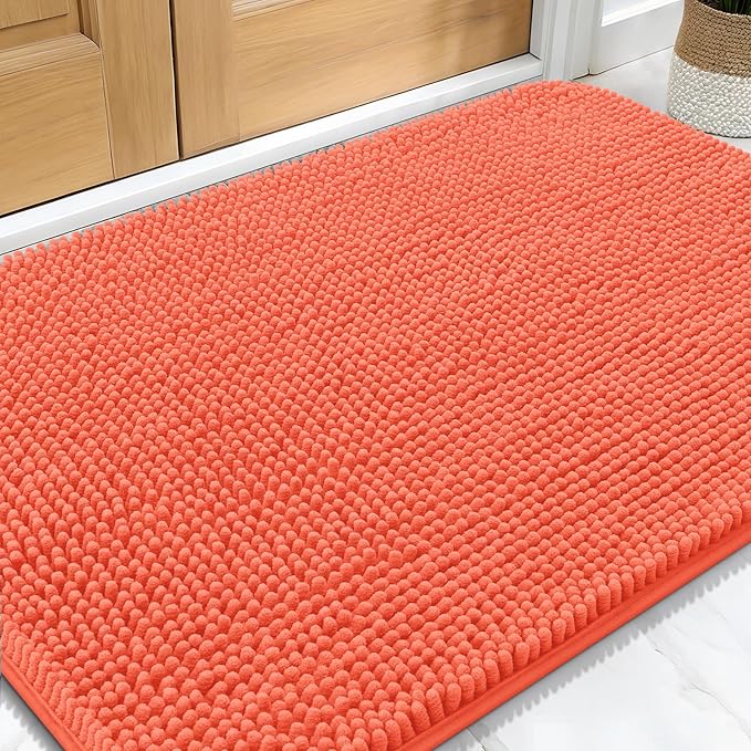 OLANLY Dog Door Mat for Muddy Paws 30x20, Super Absorbent Chenille Mud Mat