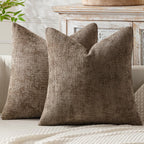 MIULEE Decorative Neutral Beige Euro Sham Pillow Covers 24x24 Inch 2 Pack