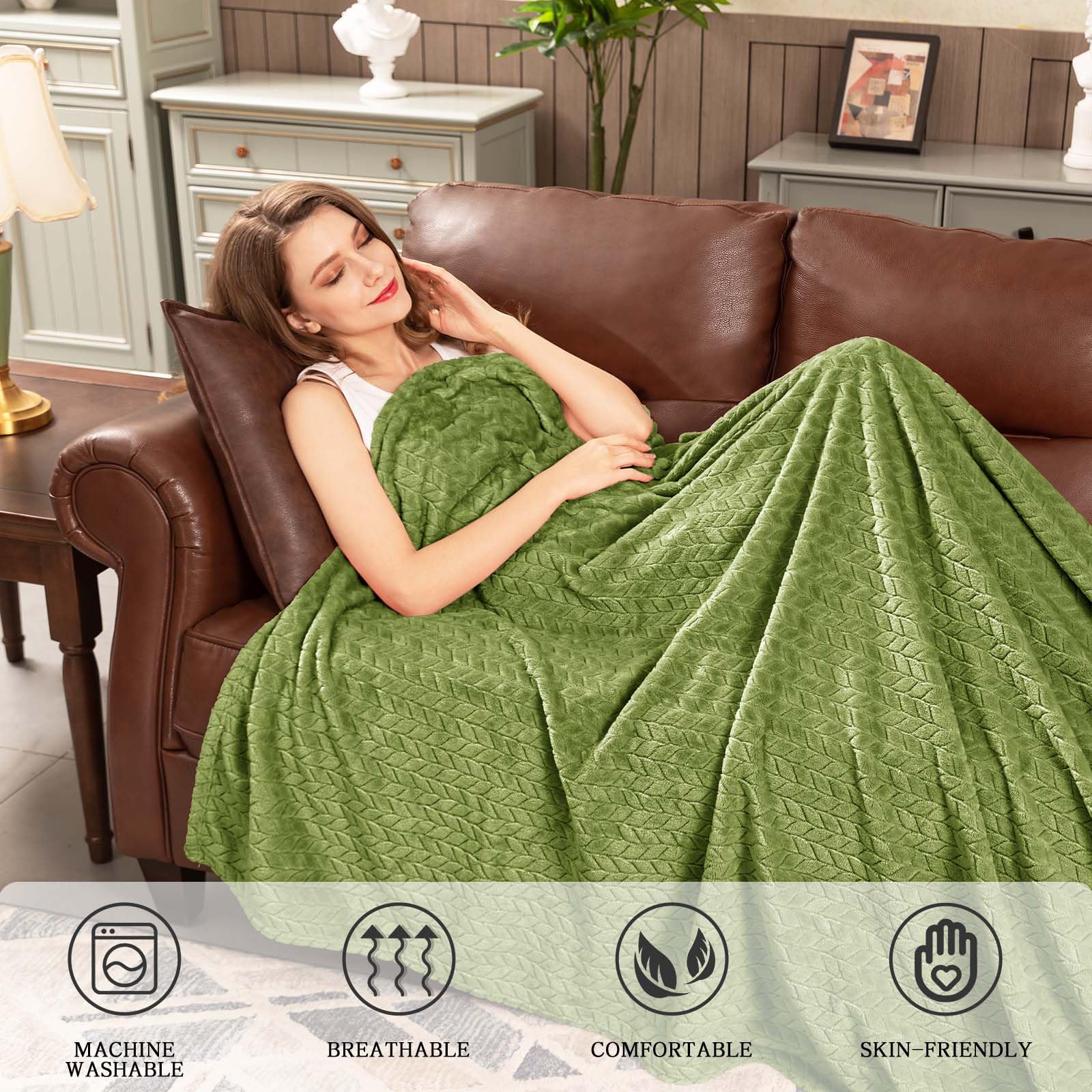 inhand Sage Green Fleece Throw Blanket for Couch, Super Soft Flannel Blanket, Lightweight Fuzzy Blankets Sofa Bed Office, Washable Cozy Plush Fleece Blankets&Throw for All Season(50x60 Inches)