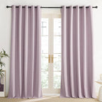 NICETOWN Pink Vintage Linen 100% Blackout Curtains for Living Room, Thermal Insulated Curtains 84" Long, Noise Reducing Window Treatment Drapes for Dining Room, 62" Wide Per Panel, Set of 2