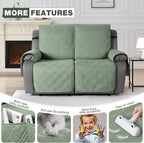 TAOCOCO 100% Waterproof Loveseat Recliner Covers 2 Seater, Split Loveseat Covers for Reclining loveseat, Non Slip Reclining Couch Cover with Double Straps for Kids, Pets(2 Seater, Sage Green)
