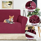 ZNSAYOTX Super Stretch Couch Cover (72"-92"), New Striped Sofa Covers Fitted Slipcovers with Elastic Bottom, Dog Cat Pets Proof Spandex Fabric Comfortable & Durable (Wine Red, Sofa)