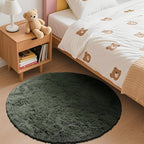 OLANLY Olive Green Round Rugs for Bedroom - Machine Washable, 3 ft Circle Area Rugs for Living Room, Soft and Fluffy Shaggy Carpet for Teen Girl and Boys, Nursery Rooms, Dorms, Home Decor Aesthetic
