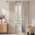 RYB HOME Warm Sand 100% Blackout Curtains for Bedroom, Linen Drapes Back Tab&Rod Pocket, Thermal Insulated Privacy Assurd Curtains for Sliding Glass Doors/Dining/Living Room, W52 x L90, 2 Panels