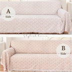HOMERILLA Sectional Couch Covers for Sectional Sofa L Shaped Sofa Cover Blanket 2 Pieces L Shape Furniture Protector for Pets Dogs(Khaki White, X-Large)