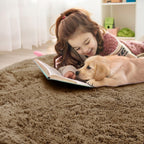 OLANLY Taupe Round Rugs for Bedroom - Machine Washable, 9 ft Circle Area Rugs for Living Room, Soft and Fluffy Shaggy Carpet for Teen Girl and Boys, Nursery Rooms, Dorms, Home Decor Aesthetic