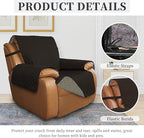 ISSUNTEX Double Protection 100% Waterproof Recliner Covers for Living Room, Reversible Furniture Protector Recliner Couch Sofa Slipcover for Dogs, Pets, Kids (Oversized Recliner, Chocolate/Beige)