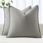 MIULEE Decorative Linen Pillow Covers 18x18 Inch Light Gray Boho Farmhouse Neutral Couch Throw Pillows for Bed Pack of 2 Accent Modern Pillowcase Sofa Livingroom Home Decor