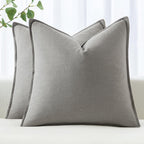 MIULEE Decorative Linen Pillow Covers 18x18 Inch Light Gray