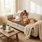 Smiry Couch Cover for Dogs Washable, Non Slip Fuzzy Pet Couch Covers for 3 Cushion Sofa Pet Friendly, Thick Soft Sofa Slipcovers Cushion Protector (Brown, 27.6" x 82.7")