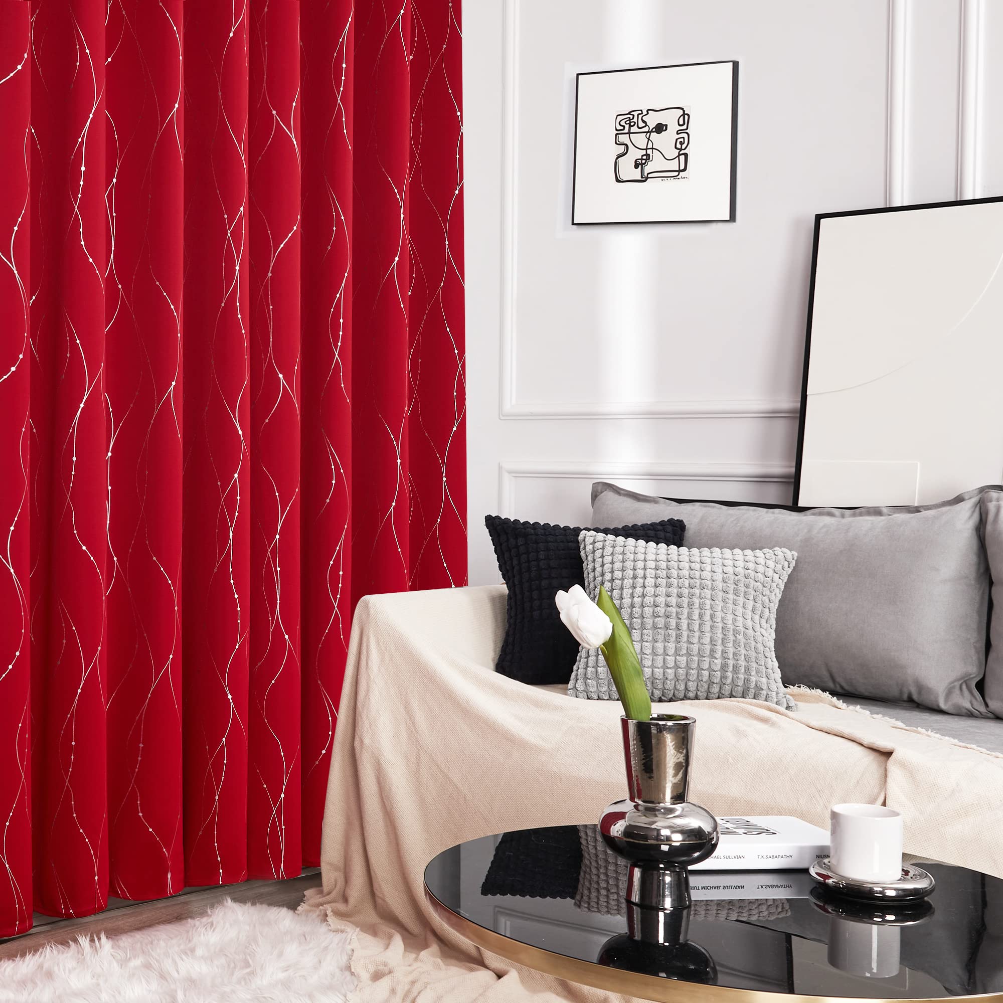 Deconovo Living Room Curtains 84 Inches Long, Blackout Curtains for Bedroom