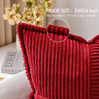 MIULEE Decorative Euro Sham Throw Pillow Covers 24x24 Inch Red 2 Pack