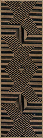 Lahome Enfys Modern Geometric Runner Rug, 2x8 Washable Rug Runners for Hallways Non Slip, Black Outdoor Carpet with Rubber Backing, Farmhouse Non Shedding Kitchen Mats for Floor Entryway