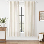 Nanspring Modern Linen Curtains for Living Room 72 Inches Long Light Filtering Semi Sheer Curtain Back Tab Neutral Luxury Modern Farmhouse Decor Linen Blend Drapes for Bedroom 52x72, 2 Panels