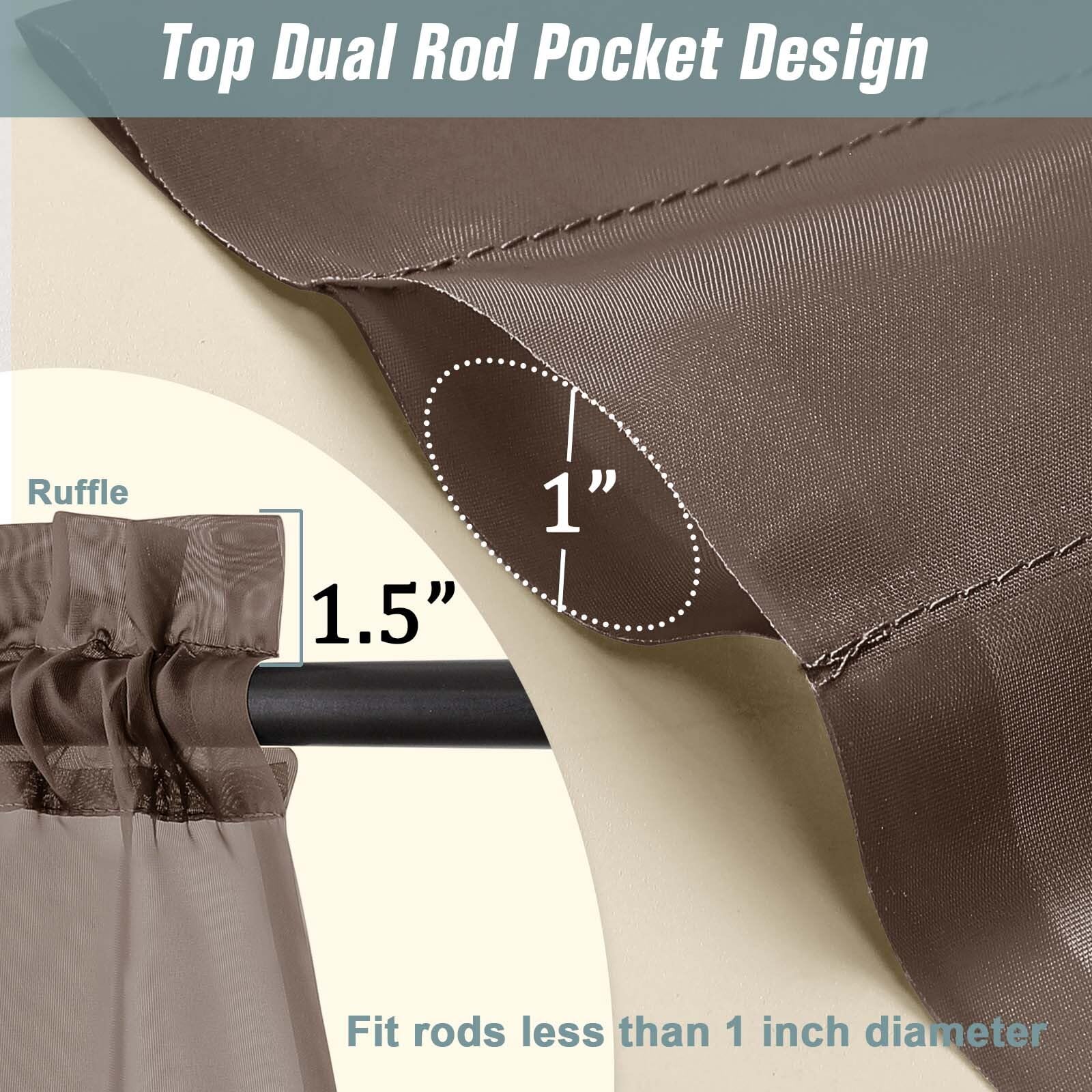 Ebesto Chocolate Sheer Curtains 90 Inches Long 2 Panels, Light Filtering Solid Sheer Curtains for Bedroom Living Room, Lightweight Window Voile Sheer Drapes, Dual Rod Pocket, 2x42Wx90L Inches