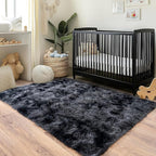 Pionblank Fluffy Area Rug for Bedroom 4x6 Feet, Indoor Plush Carpet, Shag Soft Bedside Rug, Cute Comfy Furry Rug for Living Room Dorm Girls Boys Room Nursery Decor, Dark Grey