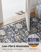 AMADA HOMEFURNISHING 2x5 Washable Runner Rug, Low-Profile Kitchen Rugs with Non-Slip Backing & Durable Edge Binding, Vintage Entryway Runner Rug for Bedroom & Hallway